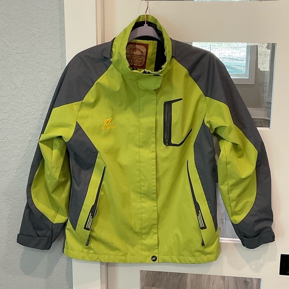 Diamond Supply Co. Jackets & Blazers - Diamond Supply Co. Lime Green and Charcoal Women’s Raincoat Size XS